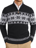 Halloween Ugly Knit Sweater Quarter Zip Mock Neck Pullover (US Only)