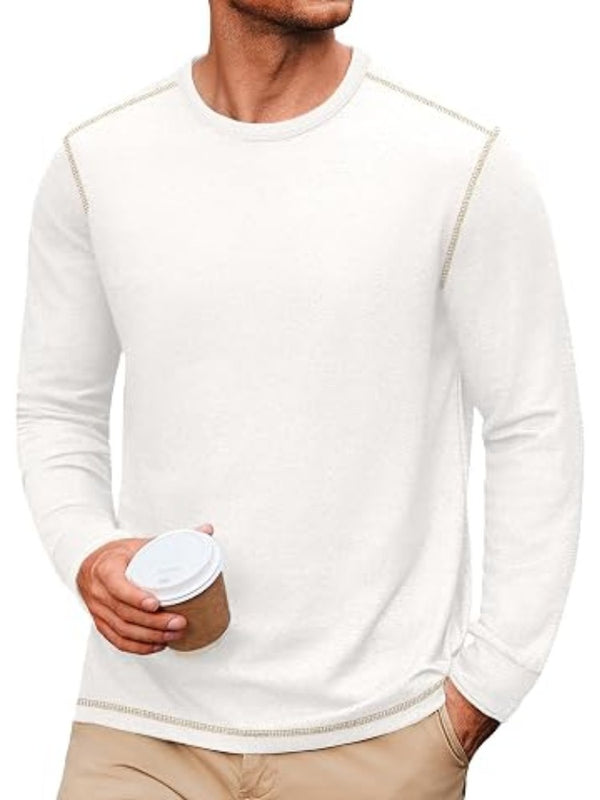 Cotton Blend Long Sleeve Crew Neck T-Shirt (US Only)