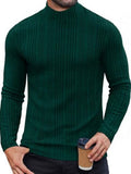 Mock Turtleneck Fleece Ribbed Long Sleeve Thermal T-Shirt (US Only)