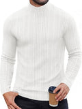 Mock Turtleneck Fleece Ribbed Long Sleeve Thermal T-Shirt (US Only)