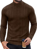 Mock Turtleneck Fleece Ribbed Long Sleeve Thermal T-Shirt (US Only)