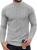 Mock Turtleneck Fleece Ribbed Long Sleeve Thermal T-Shirt (US Only)