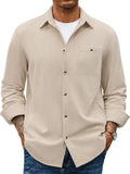 Waffle Corduroy Button Down Long Sleeve Shirt (US Only)