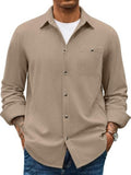 Waffle Corduroy Button Down Long Sleeve Shirt (US Only)