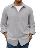 Waffle Corduroy Button Down Long Sleeve Shirt (US Only)