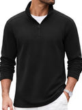 Quarter Zip Mock Neck Cotton Blend Pullover Sweatshirt (US Only)
