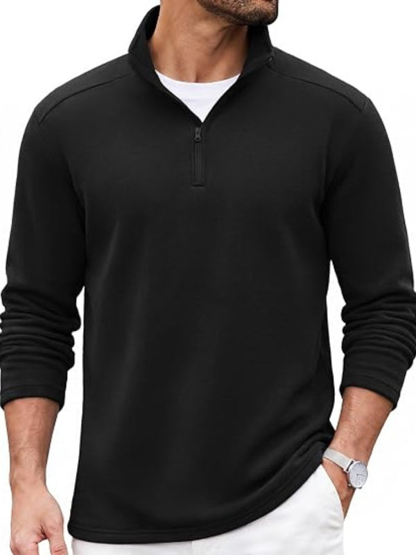 Quarter Zip Mock Neck Cotton Blend Pullover Sweatshirt (US Only)
