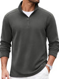 Quarter Zip Mock Neck Cotton Blend Pullover Sweatshirt (US Only)