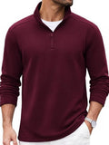 Quarter Zip Mock Neck Cotton Blend Pullover Sweatshirt (US Only)