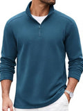 Quarter Zip Mock Neck Cotton Blend Pullover Sweatshirt (US Only)