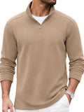 Quarter Zip Mock Neck Cotton Blend Pullover Sweatshirt (US Only)