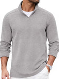 Quarter Zip Mock Neck Cotton Blend Pullover Sweatshirt (US Only)
