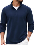Quarter Zip Mock Neck Cotton Blend Pullover Sweatshirt (US Only)