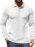 Casual Long Sleeve Waffle Knit Polo Pullover (US Only)