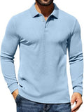 Casual Long Sleeve Waffle Knit Polo Pullover (US Only)