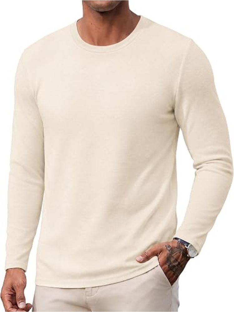 Crew Neck Long Sleeve Soft Lightweight Basic T-Shirt (US Only