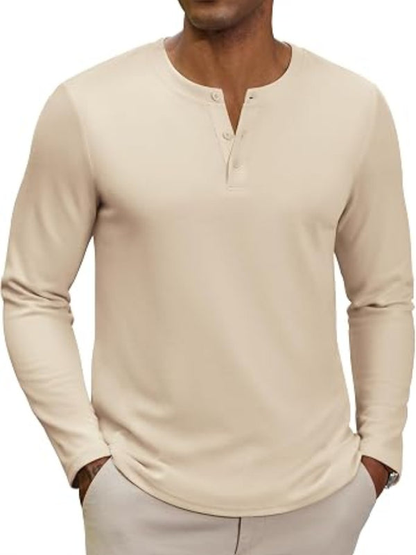 Midweight Henley Button Placket Casual Shirt (US Only)