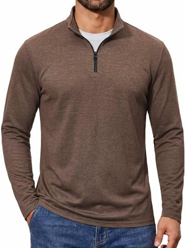 Lightweight Mock Neck Quarter Zip Long Sleeve Pullover (US Only