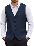Textured Button Suit Vest with Adjustable Back Strap (US Only)