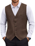 Textured Button Suit Vest with Adjustable Back Strap (US Only)