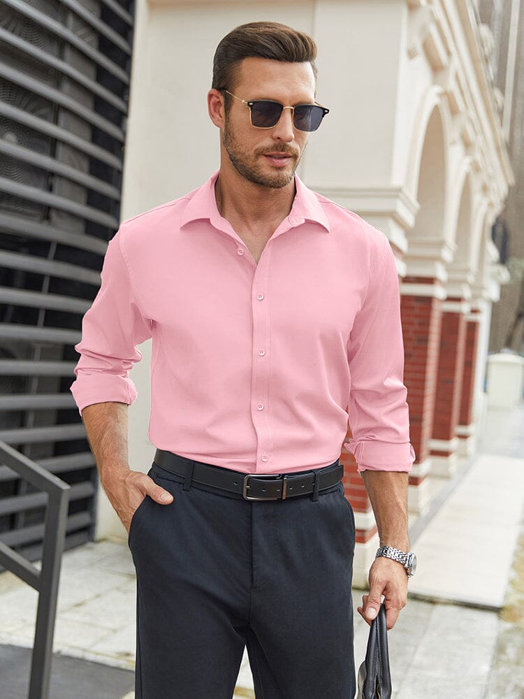 Formal Regular Fit Business Shirt (US Only) Shirts coofandy Pink S 