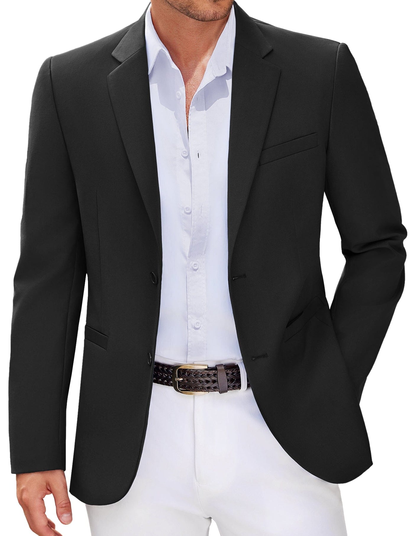 Business Two Button Suit Jackets (US Only) Blazer coofandy Black S 