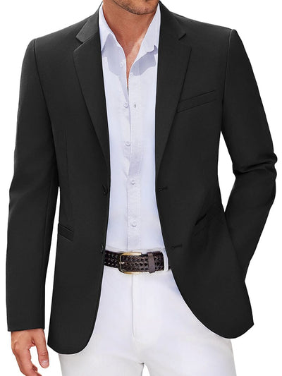 Business Two Button Suit Jackets (US Only) Blazer coofandy Black S 