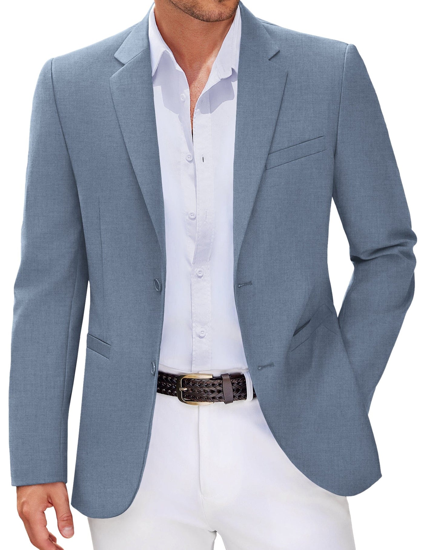 Business Two Button Suit Jackets (US Only) Blazer coofandy Grey Blue S 