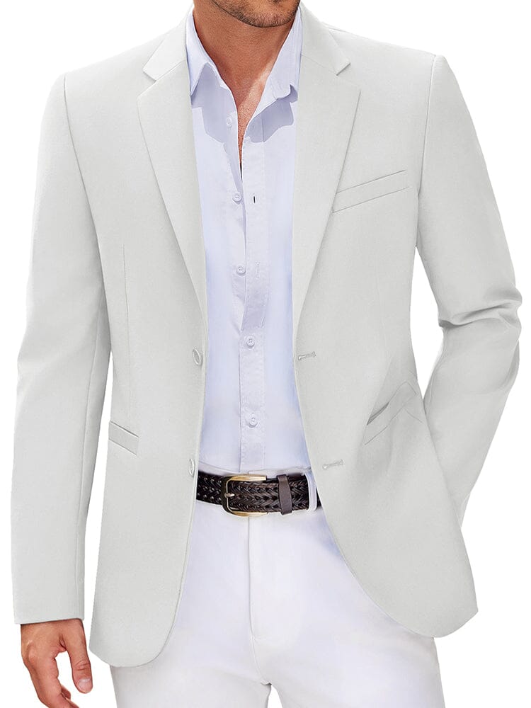 Business Two Button Suit Jackets (US Only) Blazer coofandy White S 