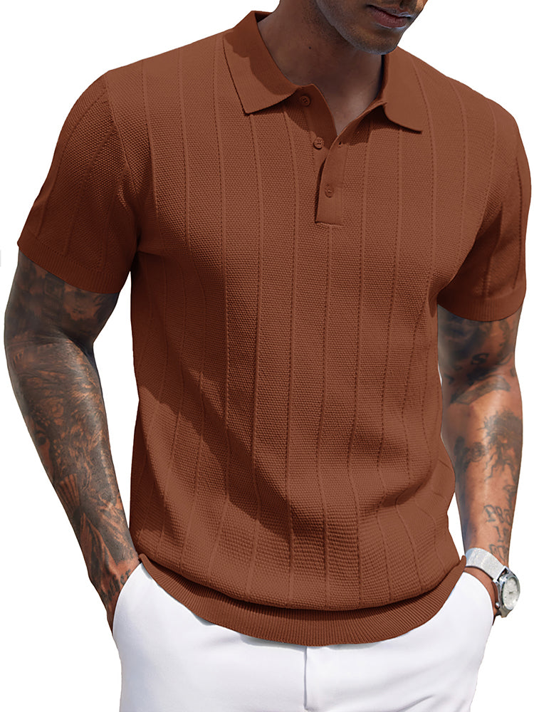 Ribbed Textured Knit Polo Shirt (US Only)