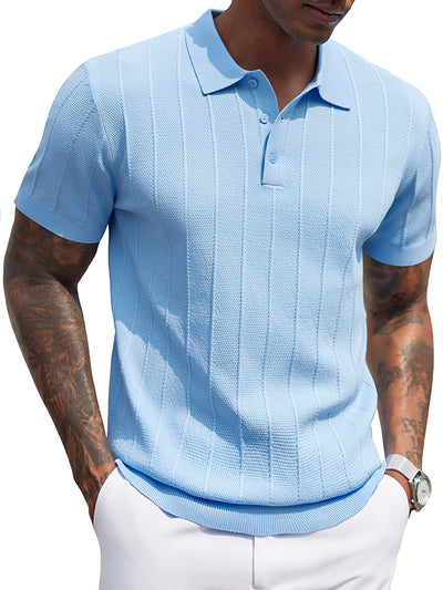 Ribbed Textured Knit Polo Shirt (US Only)