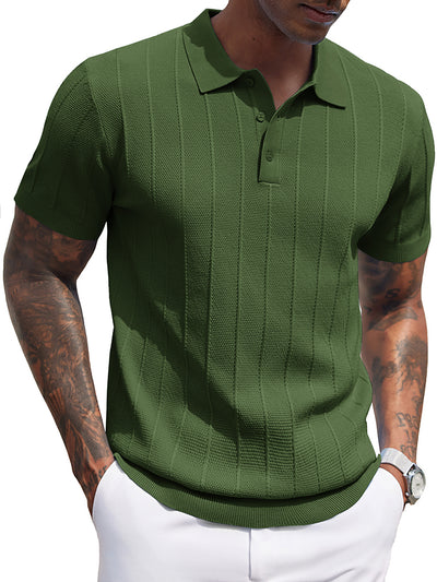 Ribbed Textured Knit Polo Shirt (US Only)