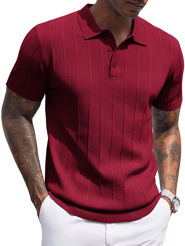 Ribbed Textured Knit Polo Shirt (US Only)