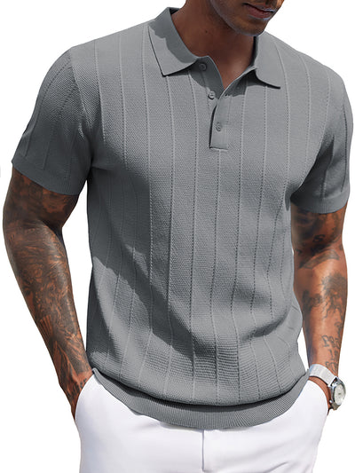 Ribbed Textured Knit Polo Shirt (US Only)