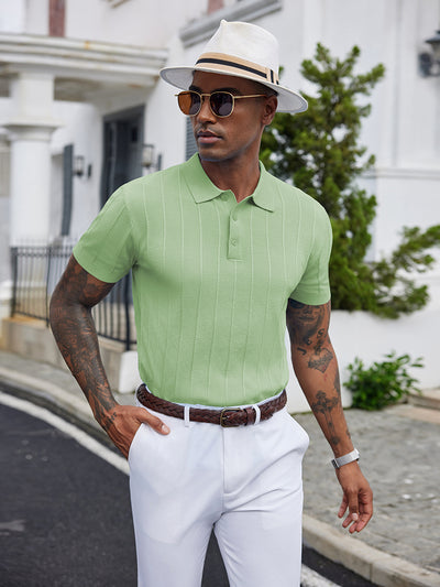 Ribbed Textured Knit Polo Shirt (US Only)