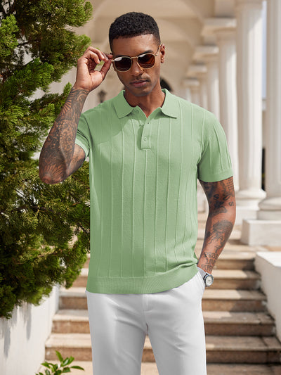 Ribbed Textured Knit Polo Shirt (US Only)