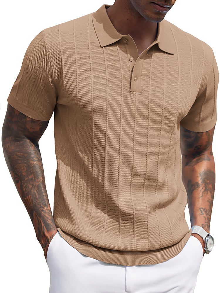 Ribbed Textured Knit Polo Shirt (US Only)