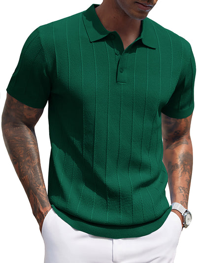 Ribbed Textured Knit Polo Shirt (US Only)