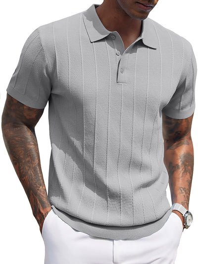 Ribbed Textured Knit Polo Shirt (US Only)