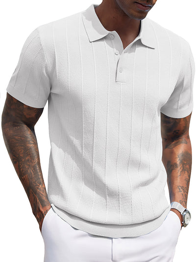 Ribbed Textured Knit Polo Shirt (US Only)