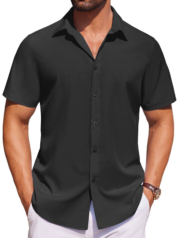 Casual Button Down Shirts (US Only) Shirts coofandy Black S 