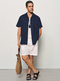 Casual Embroidered Cuban Collar Linen Blend Shirt
