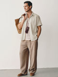 Minimalist Front Pleats Linen Blend Shirt