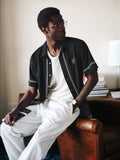 Casual Contrast Embroidery Lyocell-Linen Blend Shirt