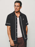 Casual Contrast Embroidery Lyocell-Linen Blend Shirt