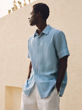 Casual Contrast Embroidery Lyocell-Linen Blend Shirt