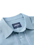Casual Contrast Embroidery Lyocell-Linen Blend Shirt