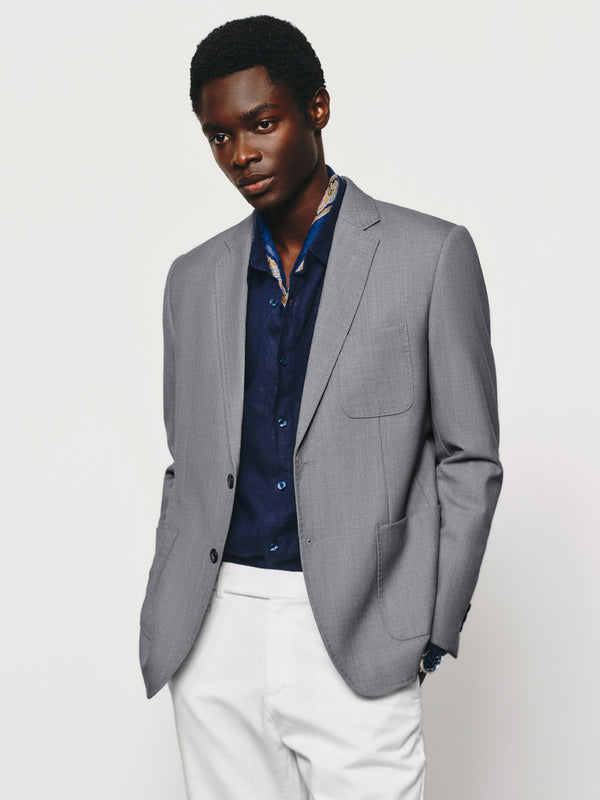 Classic Textured Sheep Wool Blend Blazer