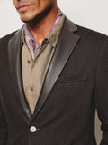 Elevated Leather-Collar Wool Blend Knit Blazer
