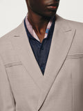Casual Peak-Lapel One-Button Wool Blend Blazer